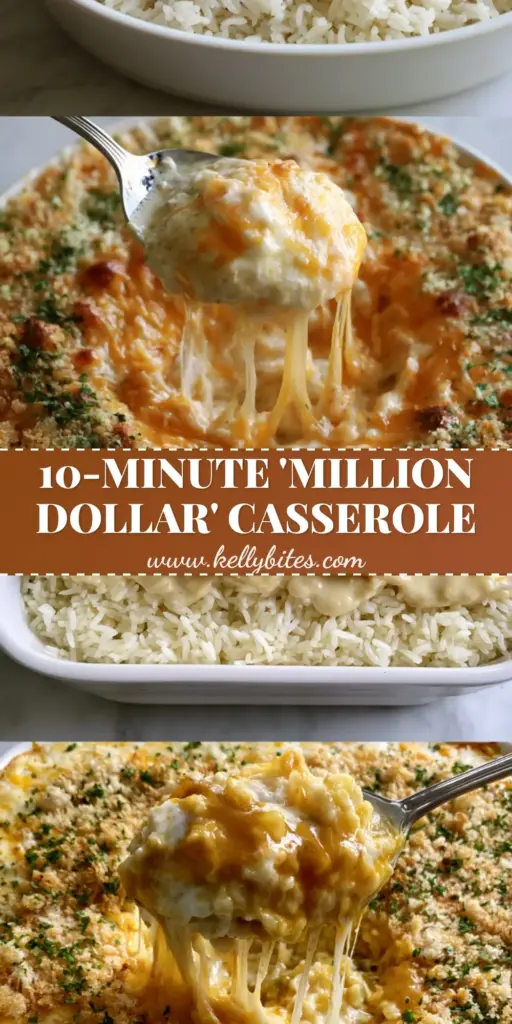 A steaming portion of chicken casserole with a thick cheese pull, velvety sauce, and a butter-toasted panko crust in a ceramic dish.