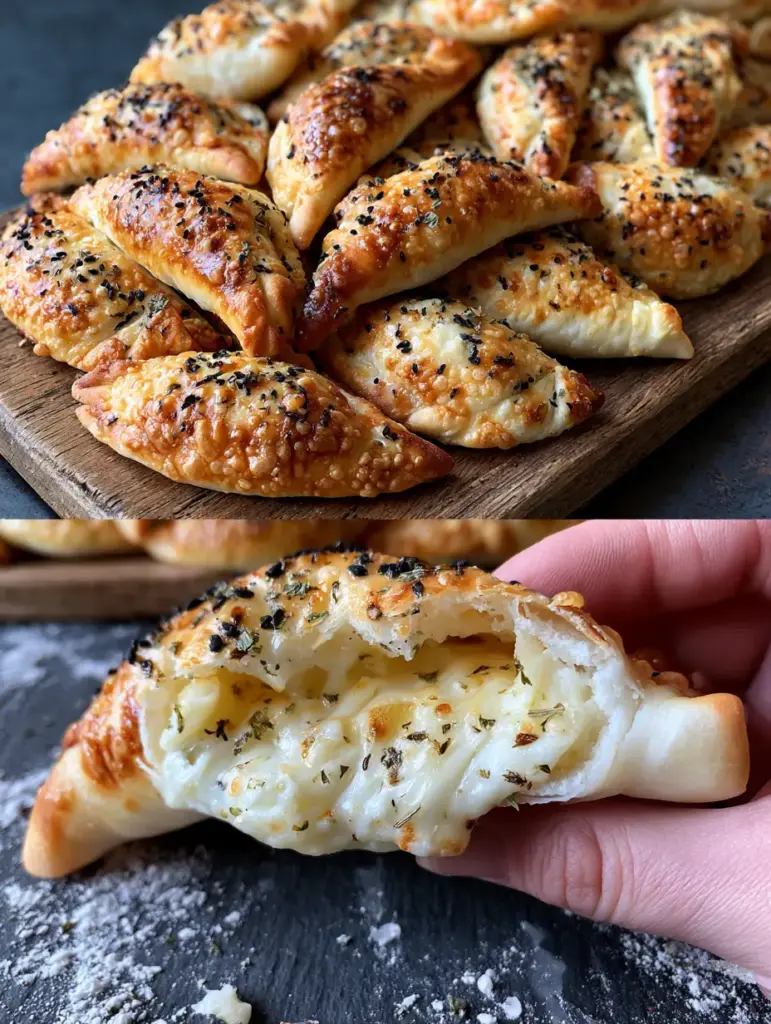 Close up of Lebanese boat-shaped pastries with golden crusts and black nigella seeds.