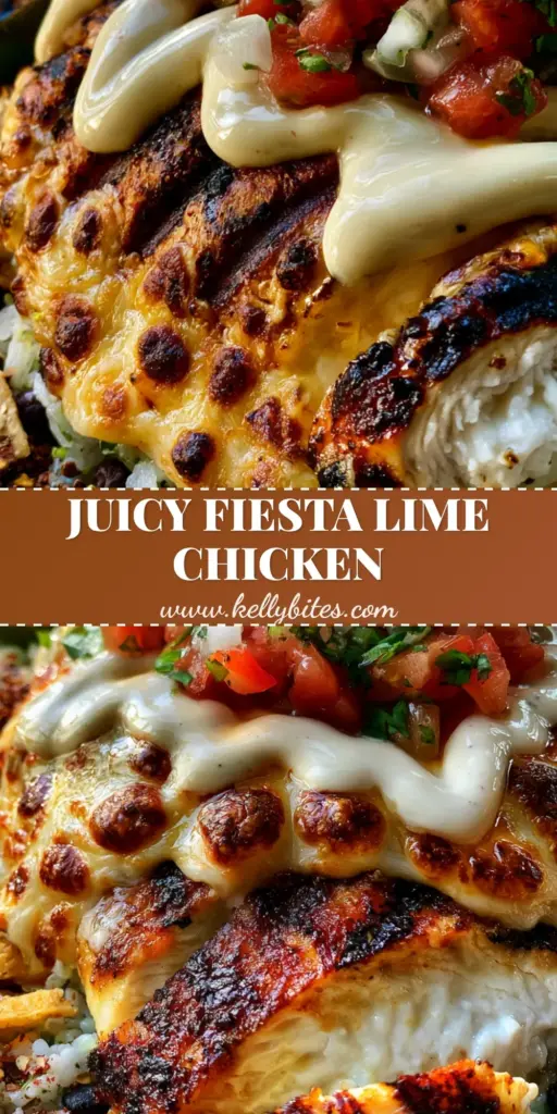 A handheld smartphone photo of Fiesta Lime Chicken with melted Monterey Jack cheese, glossy mexi-ranch, and fresh pico de gallo on a bed of cilantro lime rice.